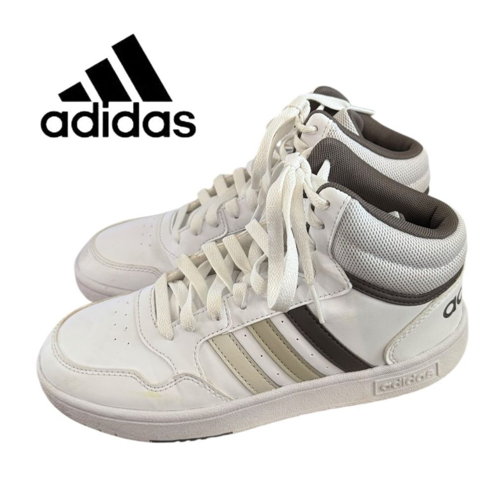 Adidas Kids Basketball Hoops 3.0 Mid K #IH7894 White Sneakers Stripes 5